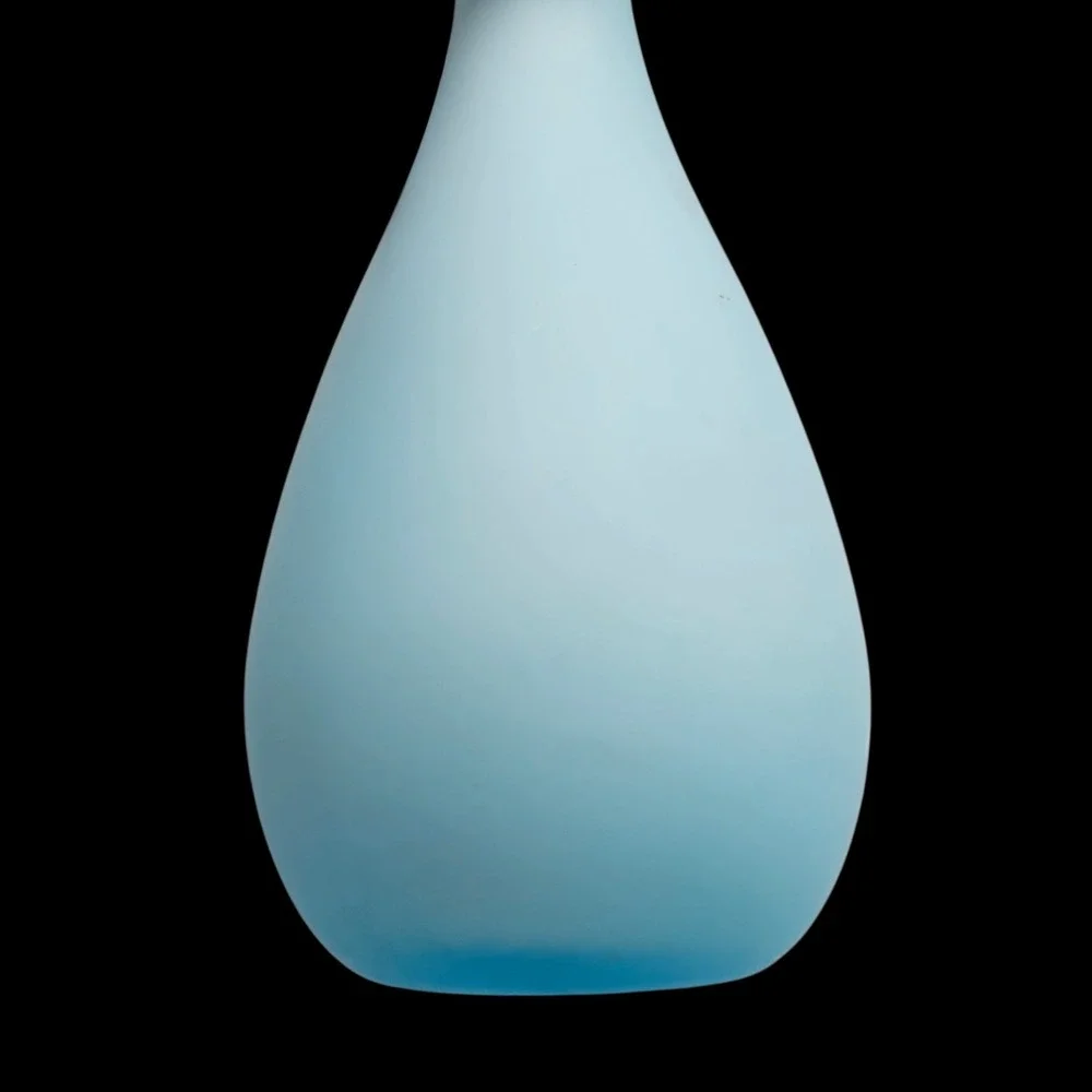 Vintage Pottery Barn Vase Frosted Glass Baby Light Blue Satin Cased 10.75